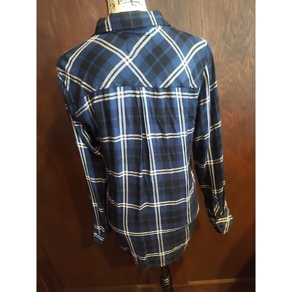 Rails Womens Small Midnight Blue White Plaid Hunter Button Up Shirt Flannel Navy - Picture 3 of 7